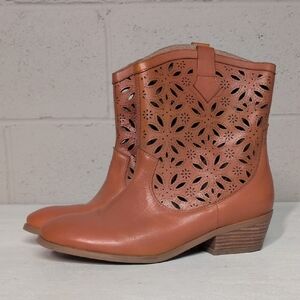L’Artiste Elgin Laser Cut Brown Western Booties Size 41 / 9.5-10, Festival